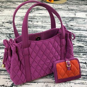 Vera Bradley Small Purple Satchel & Card Holder